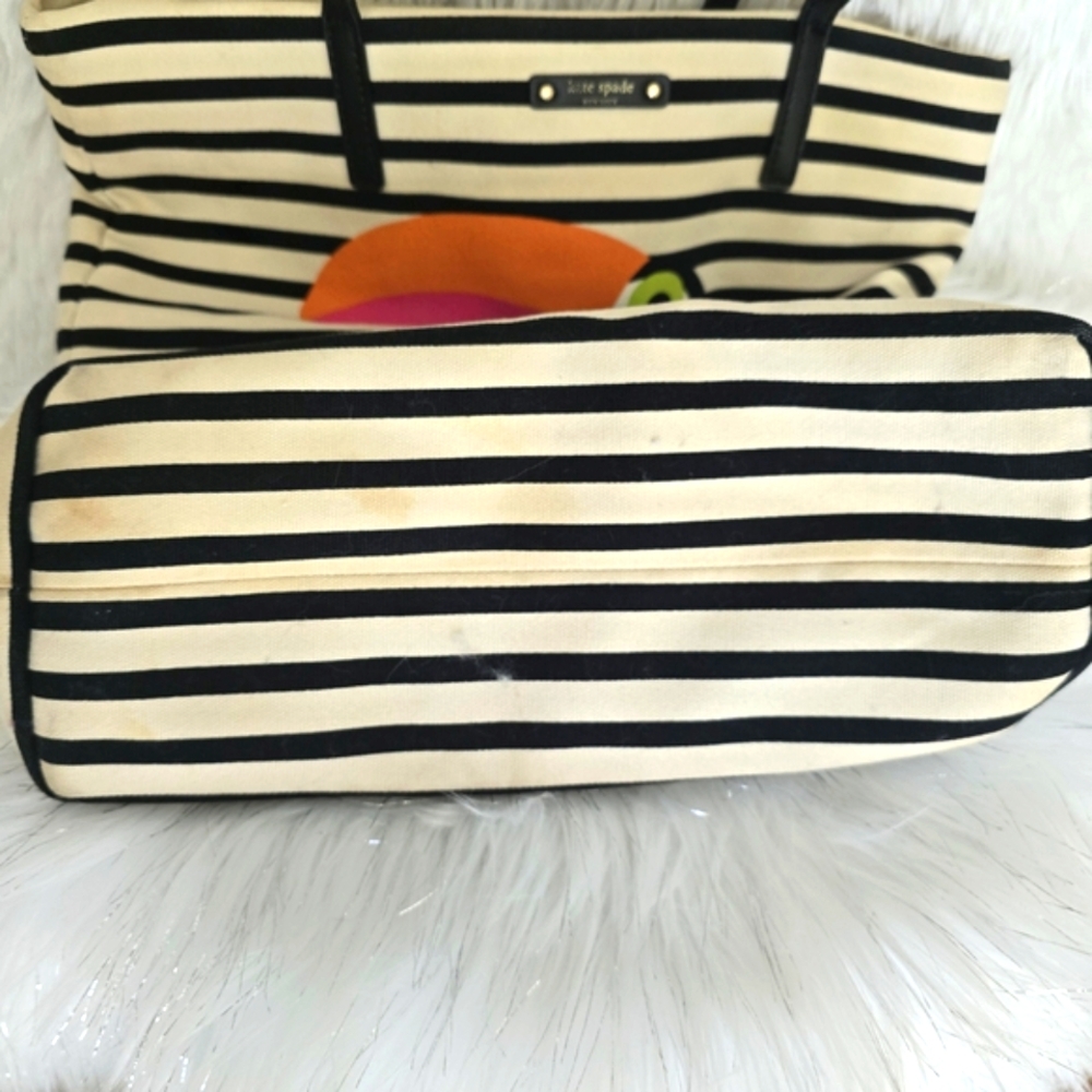 Kate Spade Black and White Striped Tote Bag - Picture 6 of 8